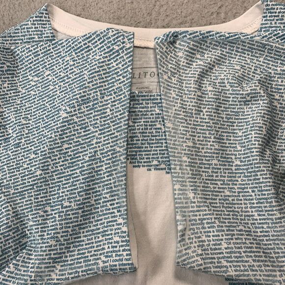 LITOGRAPHS Blouse Womens Large Top Short Sleeve White Blue - Picture 9 of 9